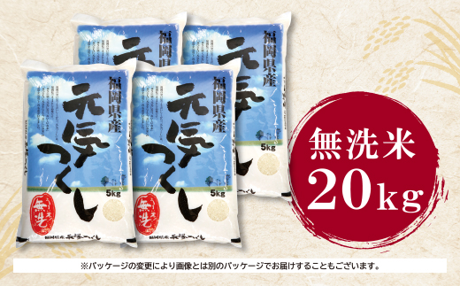 【新米】令和7年産 無洗米 福岡県産・元気つくし20kg  無洗米 むせんまい 米 コメ 20kg キャンプ 研がなくていい  5kg×4 TWR 20キロ 箱入り 手間なし カンタン 簡単 福岡 元
