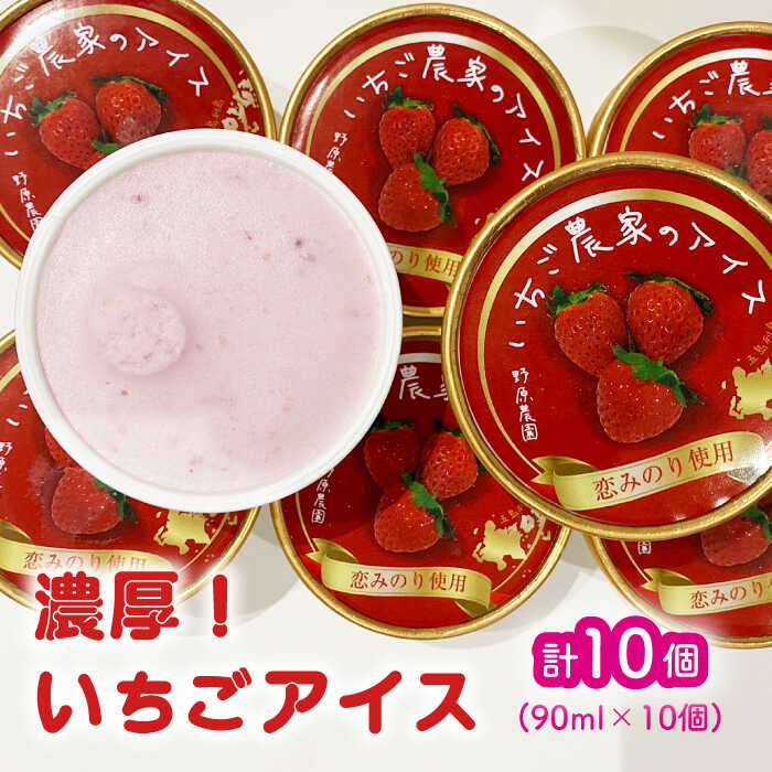 【ふるさと納税】【濃厚で甘酸っぱいいちごの香りがたまらない】五島産 いちごアイス 10個入 恋みのり いちご 苺 アイスクリーム ミルク 五島市/野原農園 [PCM002]