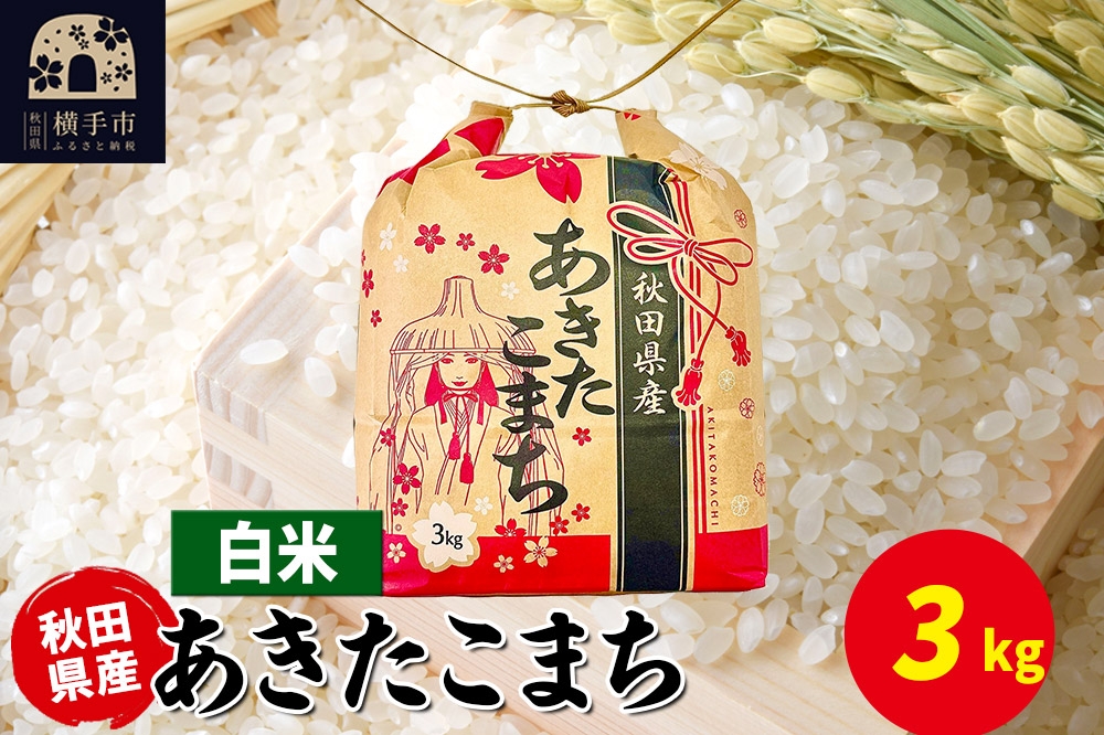 
                  あきたこまち 3kg×1袋【白米】令和7年産 秋田県産 こまちライン [こまちライン あきたこまち ブランド米 お米 白米 精米 米どころ 秋田 秋田県産]
                