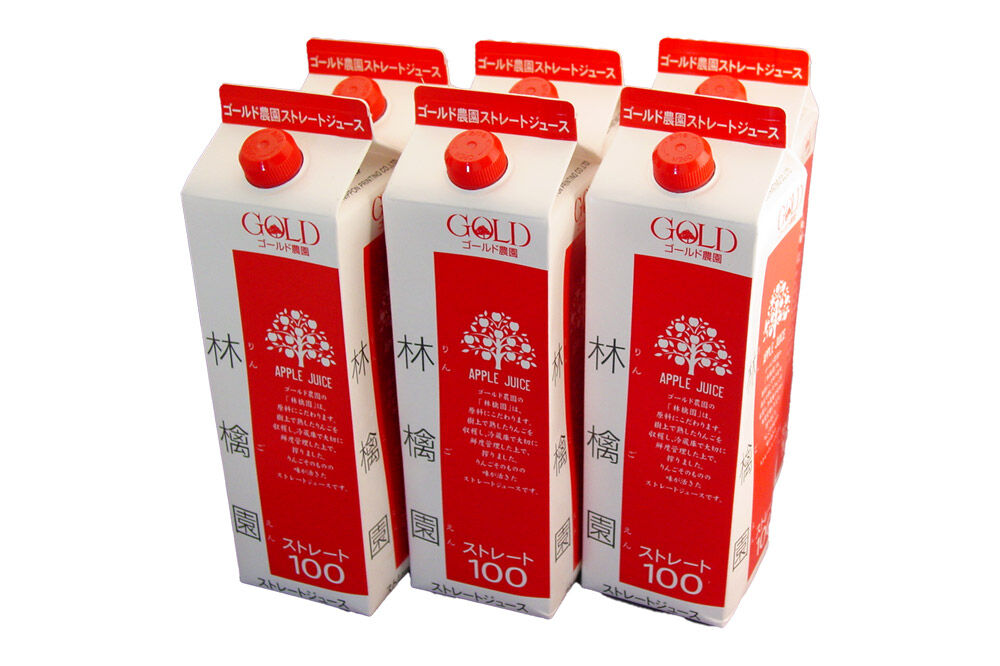 りんごジュース ストレート果汁【林檎園】1000ml×6本 紙パック ゴールド農園 かめあし商店 [りんごジュース ストレートジュース 完熟 リンゴ 林檎 紙パック ゴールド農園 かめあし商店 青森県