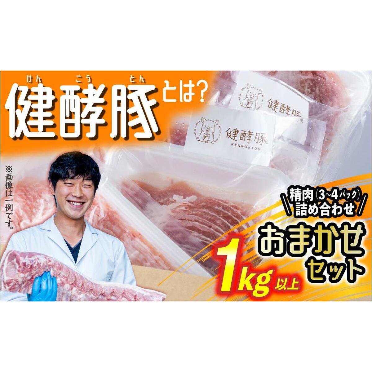 北海道産 健酵豚 精肉 おまかせ セット 1kg 以上( 3～4パック ) 豚肉 おためし 詰め合わせ ブランドポーク