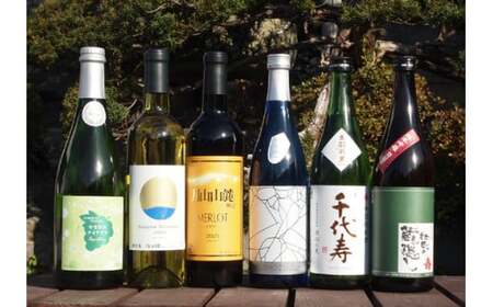 【山形の地酒とワイン】 お楽しみ６本セット（純米大吟醸 ・ 純米吟醸・特別純米酒・赤ワイン・白ワイン・スパークリング ワイン）　053-E-CK021