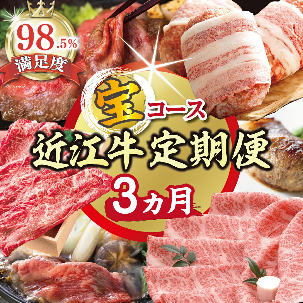 【ふるさと納税】【期間限定】特選近江牛定期便（3カ月）宝コース（近江牛マスター初級編）国産 牛肉 近江牛 ブランド牛 日本三大和牛 肩ロース プレミアム ハンバーグ すきしゃぶ すき焼き 食べ比べ