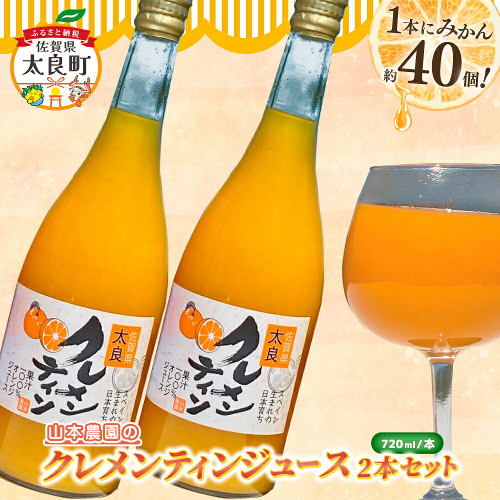 【ふるさと納税】山本農園のクレメンティンジュース2本セット 太良みかん ヨーロッパ生まれ スペイン原産 クレメンティン ジュース 720ml 2本 みかんジュース 蜜柑ジュース ジュース 温州 みかん ミカン フルーツ くだもの 果物 ミネラル豊富 太良町 国産 贈答用 NC28