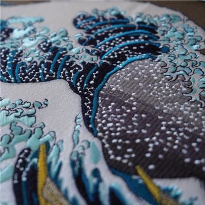 ふるさと納税 富士吉田市 刺繍絵画 富士山 額縁付 「富士の刺繍絵3」 葛飾北斎の神奈川沖波裏 |  | 01