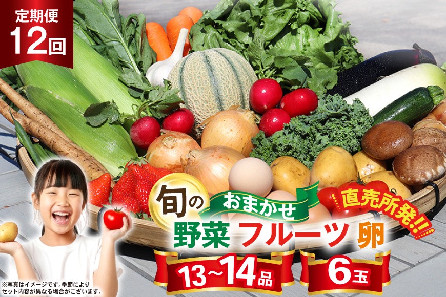
                  CD038 野菜 フルーツ 定期便12回 旬のおまかせセット 野菜 フルーツ13～14品目 卵6玉 [ 野菜 果物 フルーツ 卵 鶏卵 セット 詰め合わせ 産地直送 春 夏 秋 冬 舞岳の里  長崎県 島原市 ふるさと納税 ] 
                