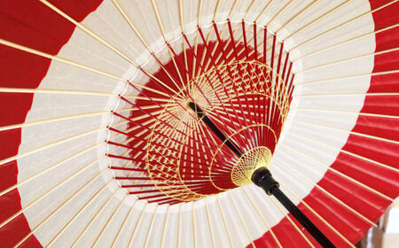 【岐阜和傘】蛇の目傘 二つ切（赤）【機械漉き】【美濃和紙】 かさ 雨傘 44本骨 岐阜市 / マルト 藤沢商店 [ANBX007]