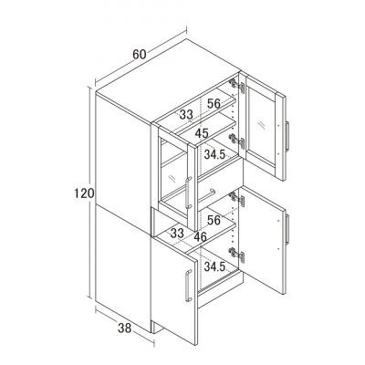 ふるさと納税 海南市 食器棚 幅60×高さ120 ホワイト ガラス扉 AKU1045058 |  | 03