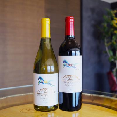 ふるさと納税 韮崎市 淡路結 シャルドネ&amp;花菱 メルロー&amp;カベルネ・ソーヴィニヨン　750ml×計2本セット