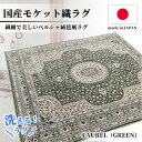 【ふるさと納税】【3畳用】200×250cm 洗える国産モケット織ラグ グリーン(ローレル200×250GR)【1496447】