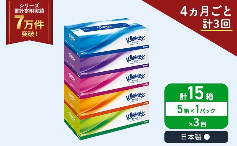 定期便 ティッシュ クリネックス 5箱 ( 5箱 × 1パック ) ティッシュ《 4ヶ月ごと計 3回 》