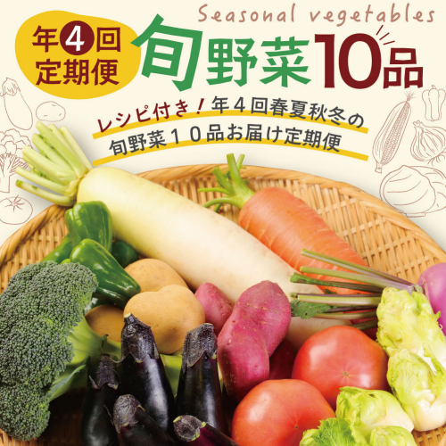 【4回定期便】旬野菜 定期便 1回あたり10品 セット 詰め合わせ 春夏秋冬 野菜 旬 おまかせ 新鮮 やさい レシピ付き 高知県 室戸市 故郷納税 送料無料