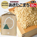 【ふるさと納税】【令和6年産新米予約】【玄米】特別栽培米あきたこまち30kg×1　お届け：2024年11月10日～2025年9月10日