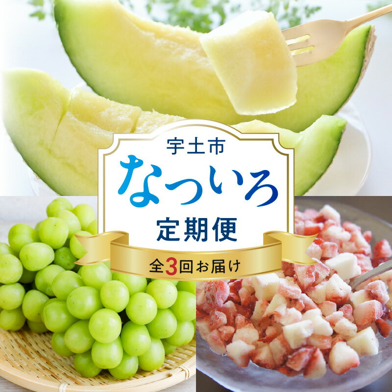【ふるさと納税】なついろ定期便 3ヶ月 肥後グリーンメロン 2玉 冷凍いちご 1kg シャインマスカット 約2kg フルーツ メロン ジューシー 高糖度 いちご 便利 マスカット 丸ごと食べられる 果物 夏 味覚 旬 お取り寄せ お取り寄せフルーツ 送料無料 【熊本県宇土市】