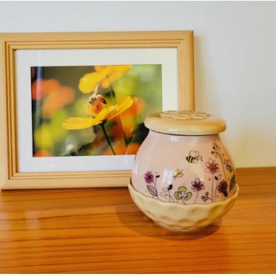 ふるさと納税 瑞浪市 磁器ハニーポット+野山の花ハチミツ200g入/カラー:クリーム