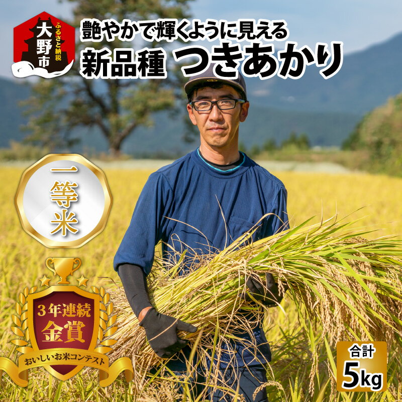【ふるさと納税】【令和7年産 新米】越前大野産 一等米 帰山農園の「つきあかり」5kg 【選べる精米方法】玄米 白米 無洗米 8分づき 5分づき [A-001043]