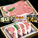 【ふるさと納税】【 厚切り ! 】 常陸牛 × ローズポーク コラボ セット 1.4kg A4 A5 霜降り サーロイン ステーキ BBQ 厚切 牛肉 肉 にく とんかつ トンテキ ブランド豚 厚切 豚ロース 豚肉