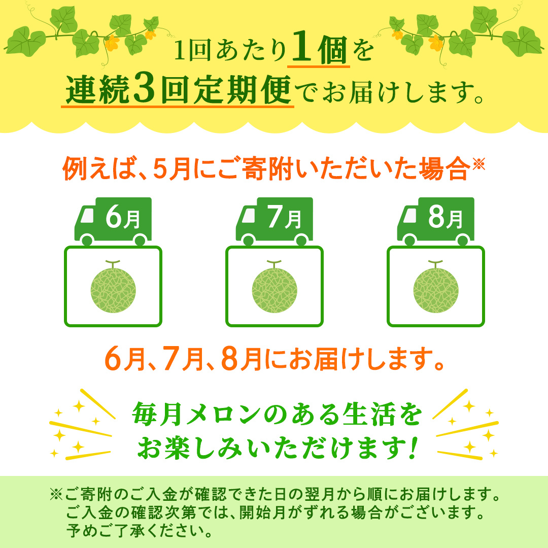 【定期便】 赤肉アールスメロン 1玉 × 3か月連続 赤肉 高糖度 甘い 美味しい フルーツ 誕生日 プレゼント ギフト 贈り物 父の日 母の日 1個 [FC36-NT]_イメージ5