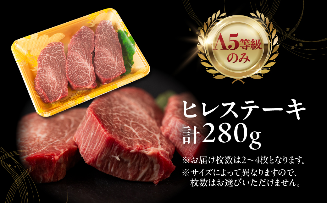 飛騨牛 A5 ヒレ ステーキ 280g (3～４枚)  飛騨牛