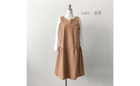 【遠州織物】武襯衣ノースリーブギャザーワンピース　フリーサイズ 5色 ダークグリーン