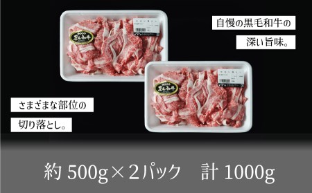 黒毛和牛・切り落とし1000ｇ【熊本県畜産農業協同組合】