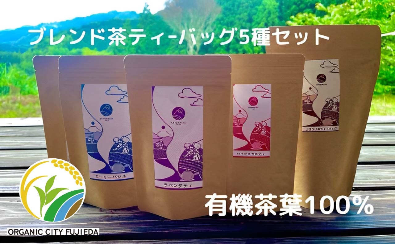 【ふるさと納税】 お茶 ティーバッグ 5種 詰合せ 国産 有機 茶葉 日本茶 紅茶 パック ほうじ茶 バジル ハイビスカス ジャスミン ラベンダー セット 飲み比べ ハーブティー ギフト プレゼント 贈り物 リラックス 癒し アレンジティー 藤枝市 静岡県