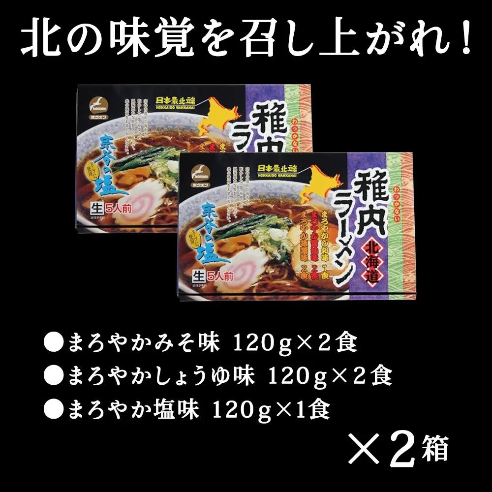 宗谷の塩使用　稚内ラーメン(しお・しょうゆ・みそ)10食入り【配送不可地域：離島・沖縄県】