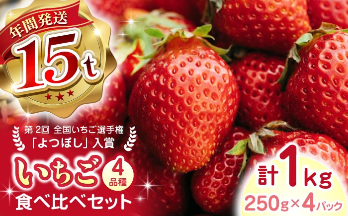 
            【2025年12月より順次発送】いちご 4品種 食べ比べセット 計1000g ( 250g × 4P ) 国産 農園直送 産地直送 熊本県産 山都町産 イチゴ 苺 ストロベリー フルーツ 果物 【なかはた農園】[YBI002] 
          