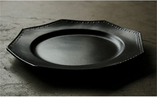 RB01 【波佐見焼】黒釉薬オクトゴナル皿（大・小）各2枚セット【吉田健宗】-3
