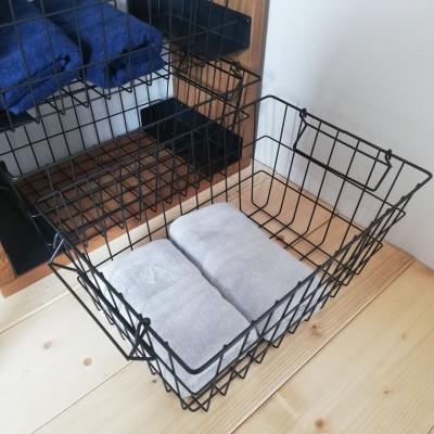 ふるさと納税 守口市 大きなワイヤーバスケットを使ったコンパクトシェルフ ナチュラル W約470×H約850×D約200 |  | 03