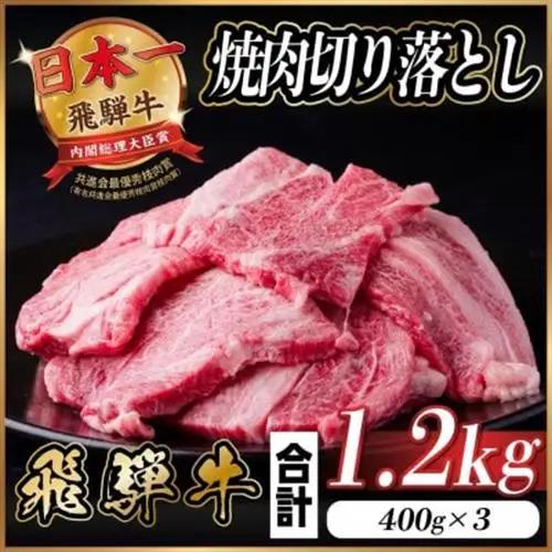 飛騨牛 焼肉 切り落とし 約1.2kg(約400g×3)訳あり【冷蔵便】_肉 焼肉 牛肉 やきにく ヤキニク バーベキュー_【配送不可地域：離島】【1543587】
