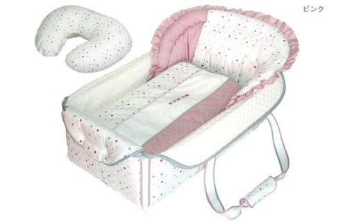 
授乳クッション付き バッグdeクーファン ベビーポルカ ピンク
