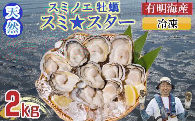 
            天然 有明海産「冷凍スミノエ牡蠣」スミ☆スター2Kg　はしま海苔 
          