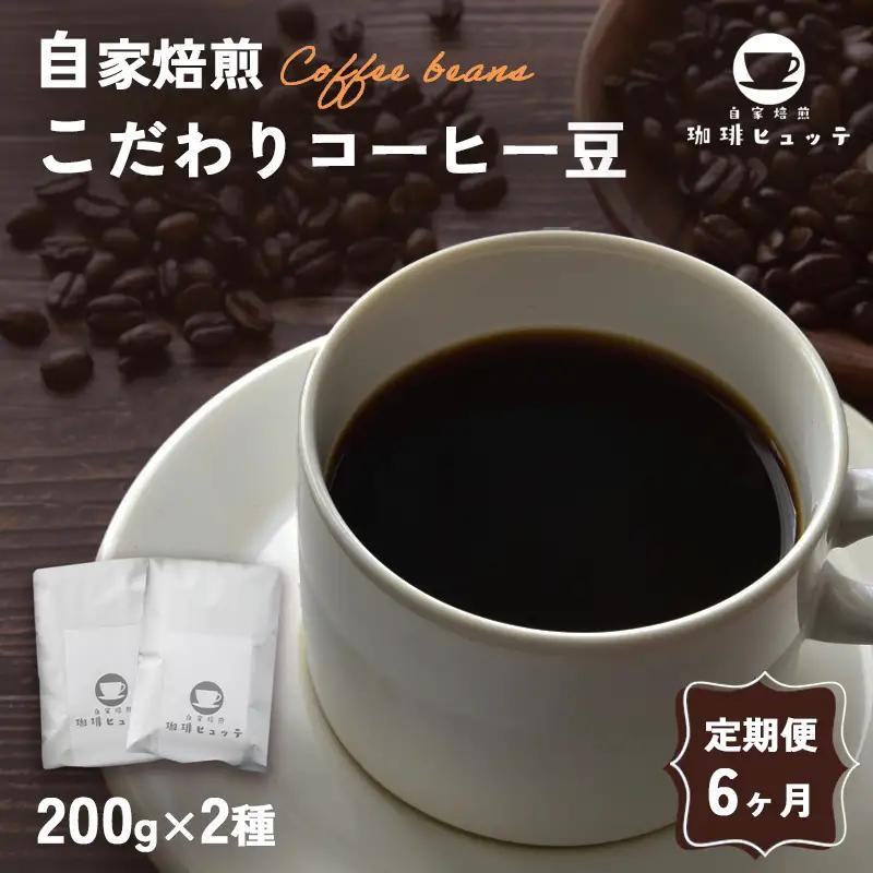 【6ヶ月定期便】 自家焙煎珈琲 こだわり コーヒー豆 400g×6回 （200g×2袋 毎月6回）