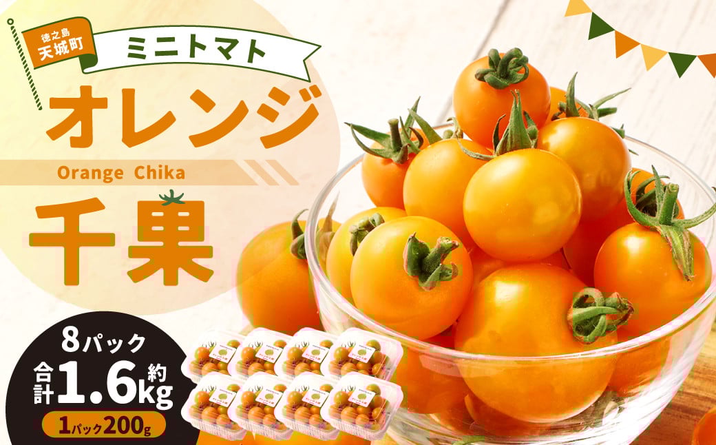 
            徳之島 天城町産 ミニトマト 1.6kg(200g×8パック) オレンジ千果
          
