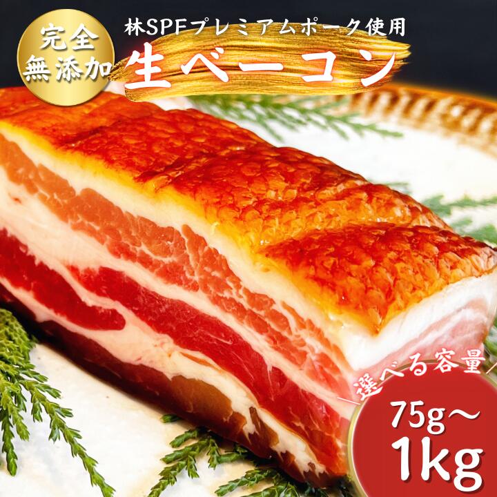 【ふるさと納税】【チャーシュー専門店ミートポーク山水】生ベーコン【完全無添加】約75g~約1kg ／ SPF SPF豚 SPF豚肉 林SPF 豚肉 豚バラ 生ベーコン ベーコン 無添加