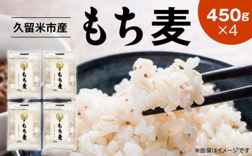 久留米市産もち麦（450g×4袋）_久留米市産 もち麦 450g × 4 九州産 くすもち二条 食物繊維 豊富 満腹感 豊富な栄養素 タンパク質 ビタミン ミネラル 免疫向上 もちもち食感 水洗い不要 吸水不要 手軽 簡単 福岡県 久留米市 お取り寄せ 送料無料_Gr052