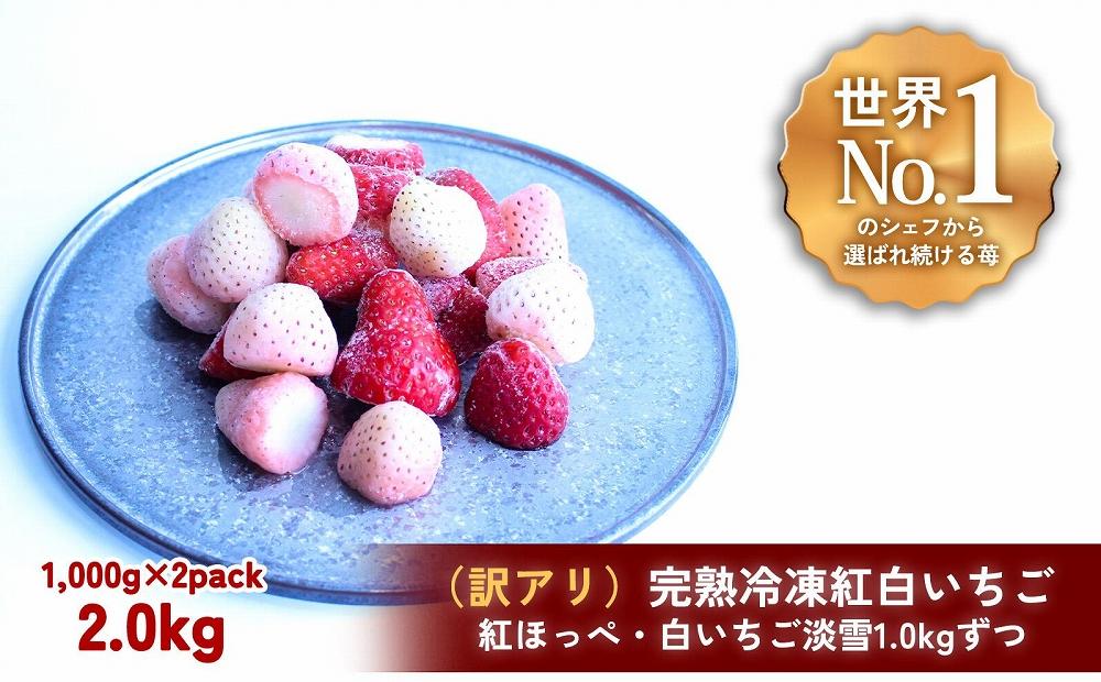 【訳アリ/食べ比べ】完熟冷凍苺「紅ほっぺ&淡雪 1.0kg×2種類」化粧箱入【果実まるごとアイス】 DY011