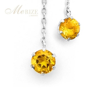 ピアス 天然 シトリン 4.0mm ペア スタッド チェーン ブラタイプ ダブルロックキャッチ イエロー【pt900】P-137（KRP）E6-1411