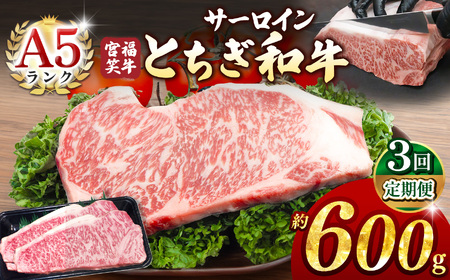 【定期便3回】宮福笑牛(とちぎ和牛) A5 サーロインステーキ 約200gx3枚  | 牛肉 和牛 ステーキ  定期便 サーロイン ステーキ ステーキ用 旨味 美味しい 肉 お肉  栃木県共通返礼品 栃木県 真岡市 