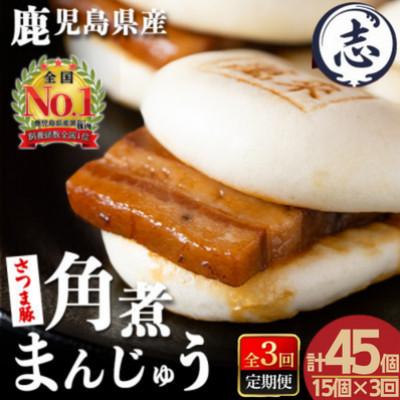 ふるさと納税 志布志市 【毎月定期便】鹿児島県産 さつま豚角煮まんじゅう(15個入り)全3回