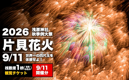 【先行予約 令和8年9月11日(金)】世界一を体感！片貝まつり花火大会 桟敷席チケット (最大6名様升席 180×225cm) | 花火 新潟県 小千谷市