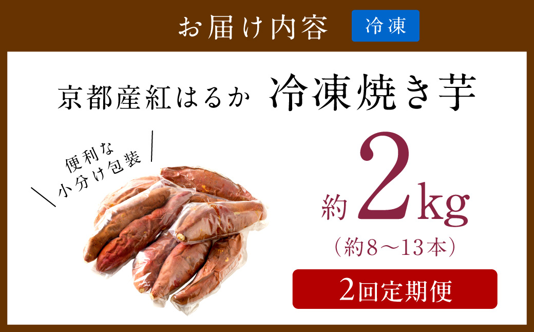 【先行予約】【定期便2回】【訳あり】京の味覚「京都産極上紅はるか」の冷凍焼き芋2kg ふるさと納税 やきいも ふるさと納税 焼き芋 さつまいも 薩摩芋 焼き芋 国産 完熟 高糖度 個包装 蜜入り  訳あり 産地直送　ST00061