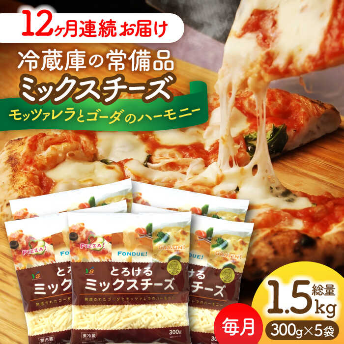 【ふるさと納税】【12回定期便】 ミックスチーズセット　300g×5袋　12ヵ月お届け　合計18kg　チーズ　大容量　個包装　愛西市／株式会社ヨシダコーポレーション[AEAA005]