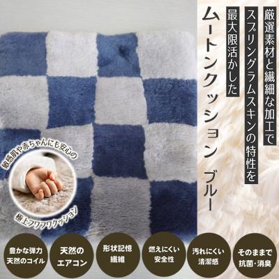 ふるさと納税 桜井市 【ブルー】ムートンクッション Sサイズ(40×40cm　毛長:25mm)1枚