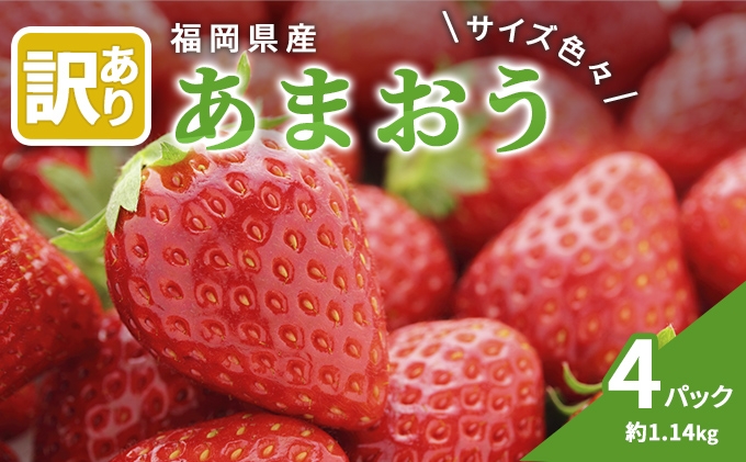 
                  訳あり いちご 2027年2月下旬より発送 あまおう サイズ色々 4パック 約1.14kg 配送不可 離島 果物 フルーツ 福岡県産あまおう 
                