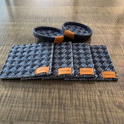 ふるさと納税 福山市 デニム加工職人の手仕事から生まれた【コースター(4枚)&ミニトレイ(2個)セット】(市松) |  | 01