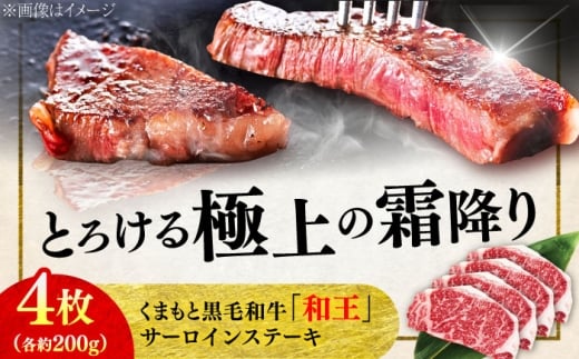 くまもと 黒毛和牛 和王 サーロイン ステーキ 約800g（約200g×4枚）【菊池地域農業協同組合】 [AYBR017]