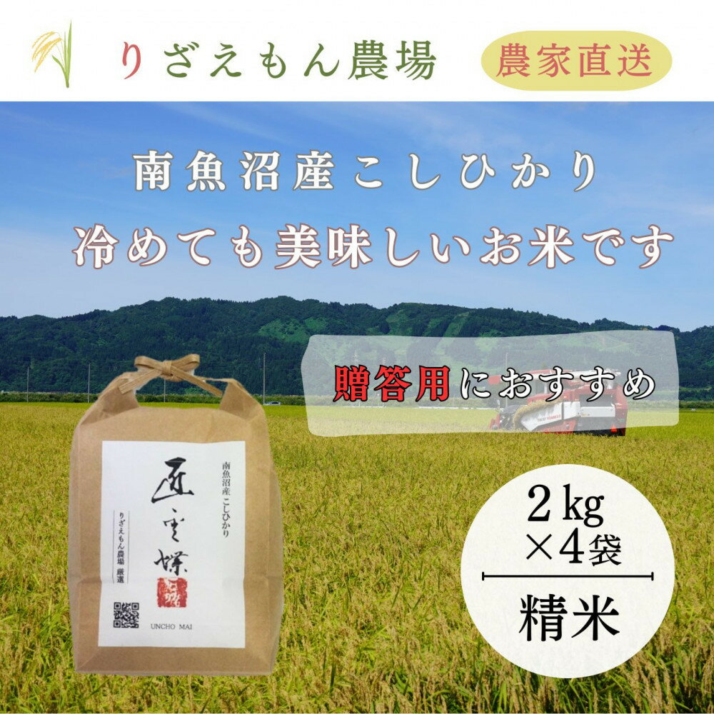 【ふるさと納税】白米8kg　「2kg×4袋」「贈答用にもおすすめです」　令和7年産　南魚沼産　コシヒカリ　こしひかり　魚野川流域　匠 雲蝶(たくみ　うんちょう）＼生産農家直送／ | お米 南魚沼