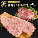 【ふるさと納税】宮崎牛 ＆ 宮崎和牛（ロースステーキ／小間切れ）計700g 国産 肉 牛肉 ご飯 おかず